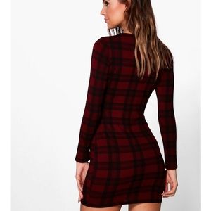 Boohoo Petite Plaid Bodycon Dress